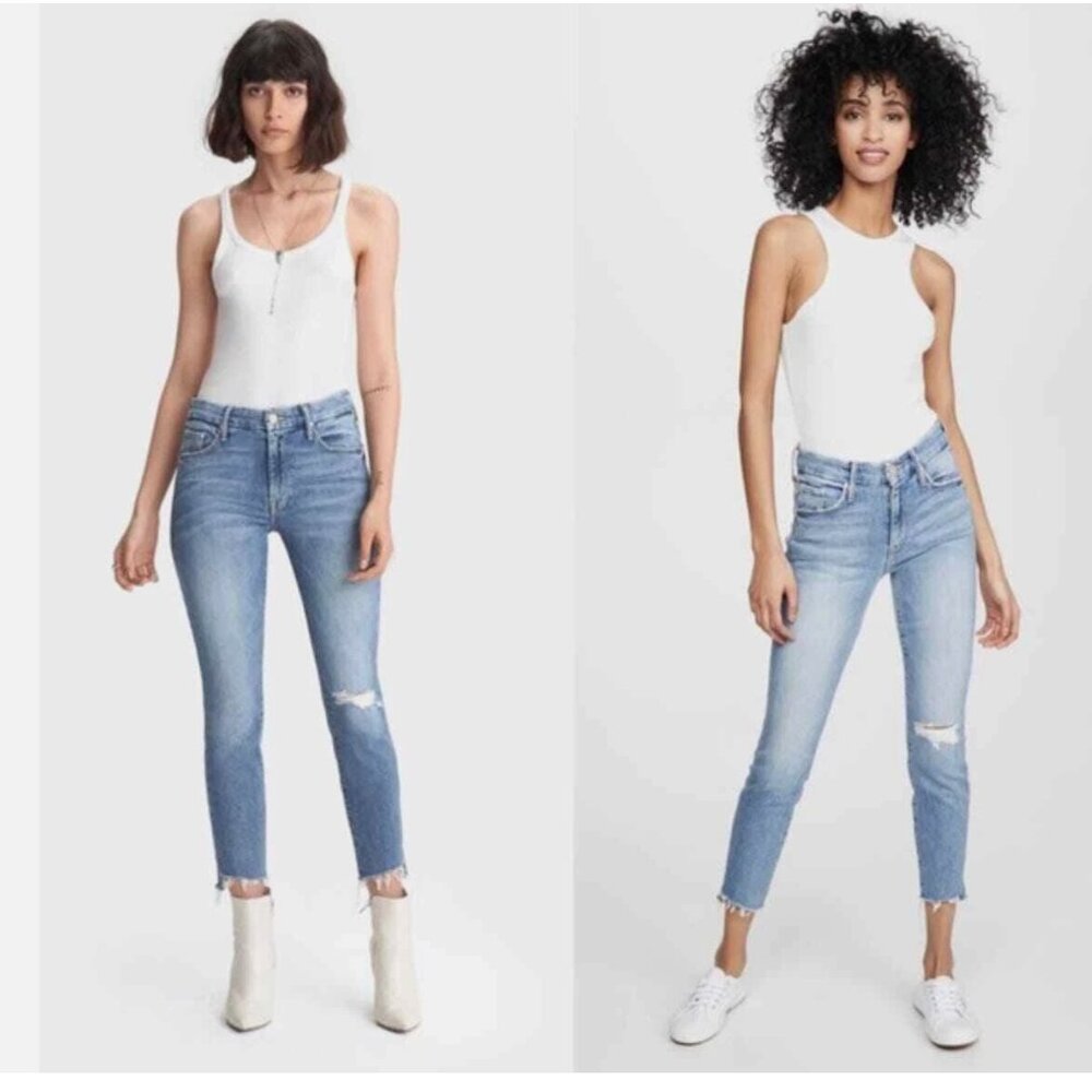 Mother Denim Looker Ankle Step Fray Exposed Secret Sister Distressed Jeans  28
